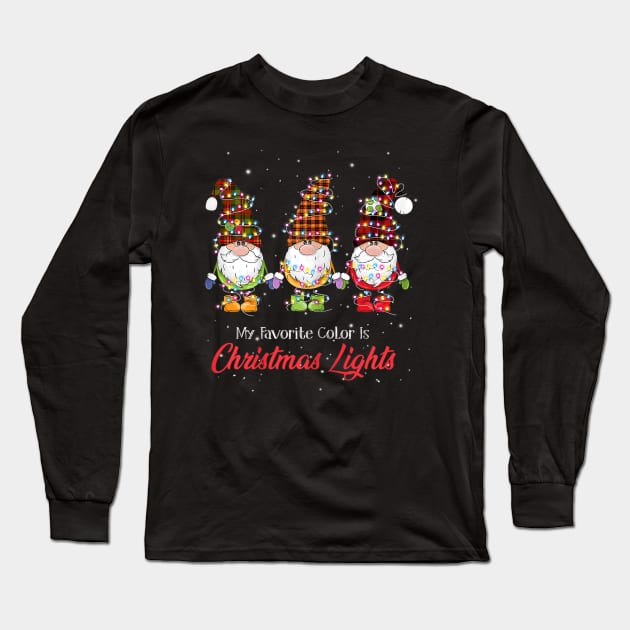 my favorite color is christmas lights Long Sleeve T-Shirt by Barnard